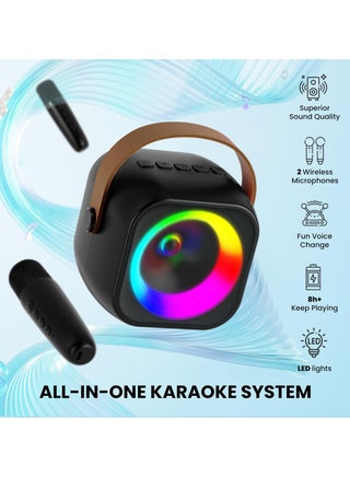 Karaoke Machine, Portable Bluetooth Karaoke Speaker with Wireless Microphones and Party Lights for Kids and Adults, Birthday Gifts for Girls Boys Family Home Party - view 5