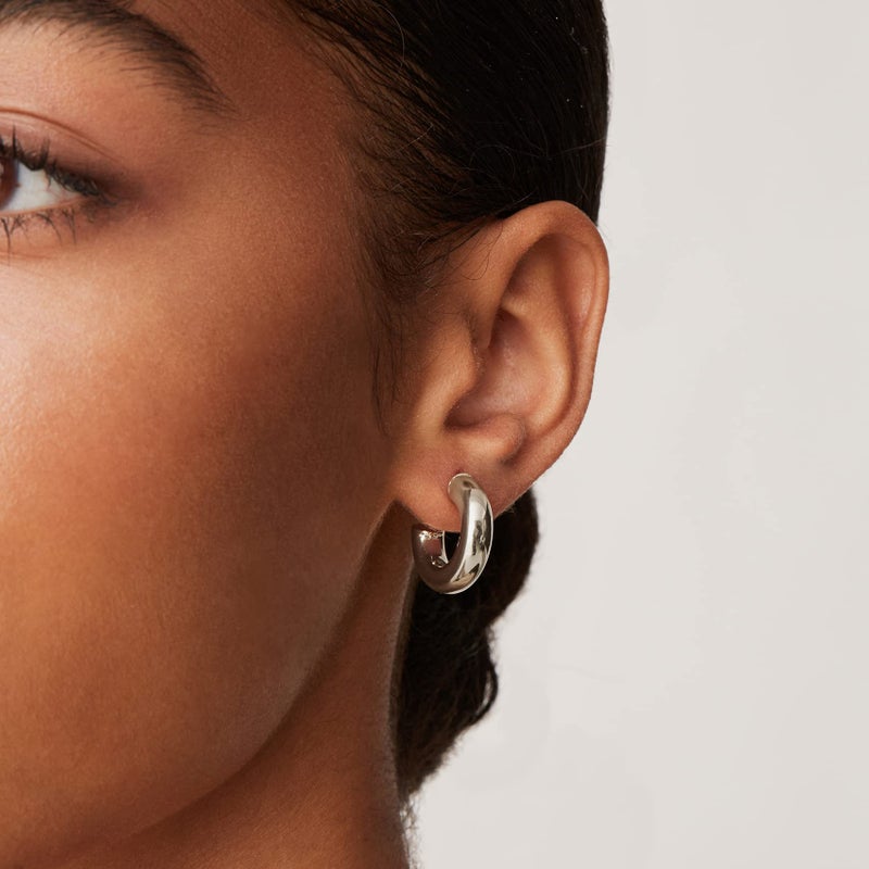 PAVOI Rhodium Plated Lightweight Chunky Open Hoops | Gold Hoop Earrings for Women | 20mm Thick Infinity Gold Hoops Women Earrings - Image 2
