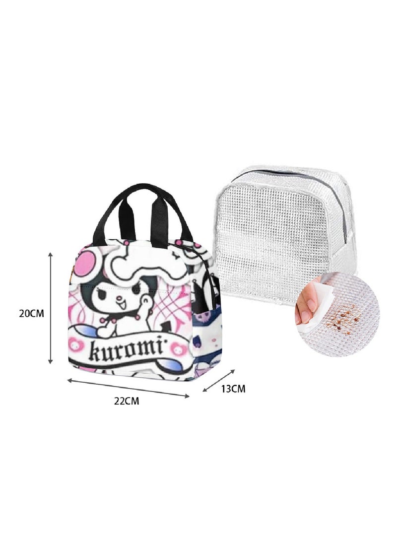 LunchFox - Kuromi Kids Student Portable Lunch Bag Aluminum Foil Insulated Lunch Box Bento Bag School Season - Image 1