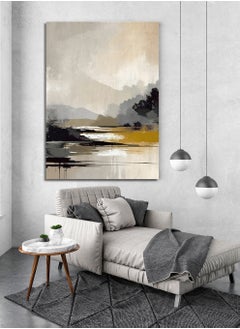 LOWHA Canvas Wall Art Stretched Over Wooden Frame with Lake Abstract Painting  - Image 1