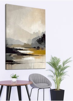 LOWHA Canvas Wall Art Stretched Over Wooden Frame with Lake Abstract Painting  - Image 3