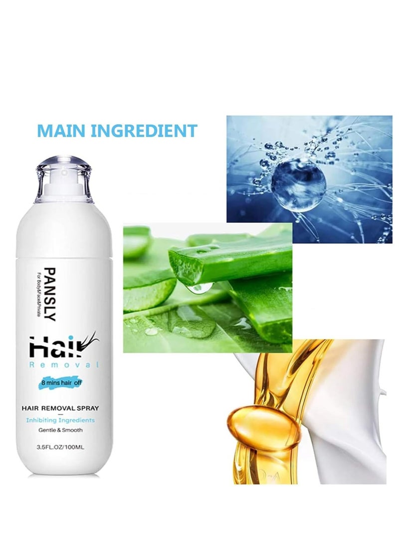 بانسلي كريم وبخاخ لإزالة الشعر غير مهيج للرجال والنساء (100 مل) ، تركيبة مرطبة غير مؤلمة للساقين والذراعين وتحت الإبطين والبكيني - بشرة ناعمة وحريرية للمناطق الحساسة - Image 3