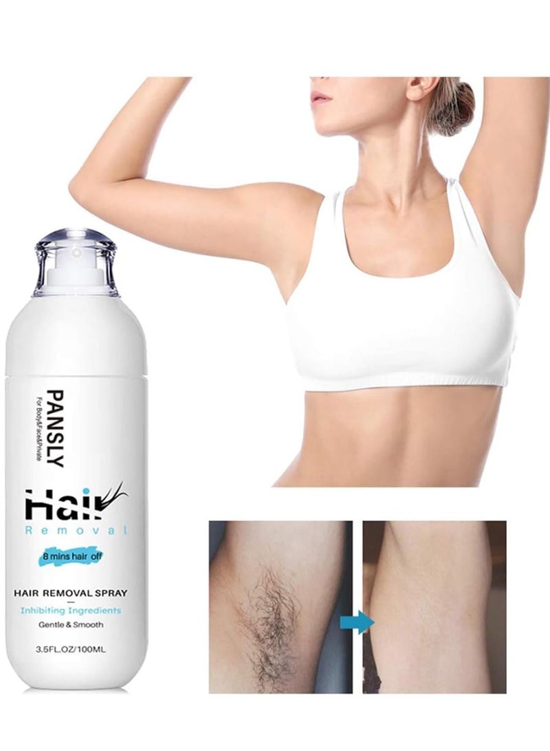بانسلي كريم وبخاخ لإزالة الشعر غير مهيج للرجال والنساء (100 مل) ، تركيبة مرطبة غير مؤلمة للساقين والذراعين وتحت الإبطين والبكيني - بشرة ناعمة وحريرية للمناطق الحساسة - Image 5
