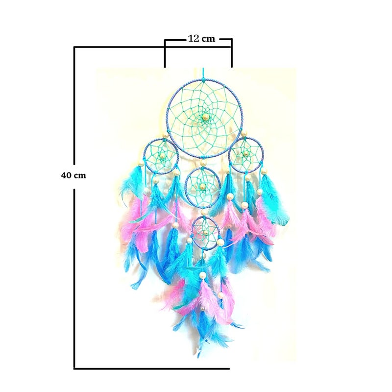 ROOH rooh Wool Dream Catcher Pastel 4 Tier with Pretty Lights Handmade Hangings for Positivity Can Be Used As Home Decor Gift Christmas Xmas Wall Hangings Wind Chime Feather Car Hanging Multi  - Image 3