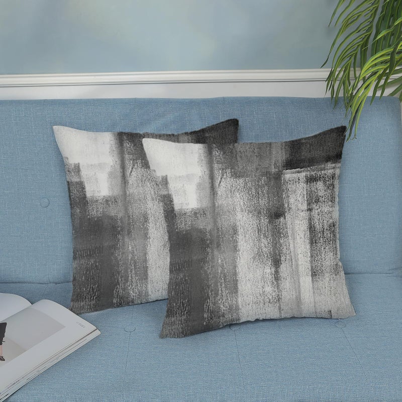 AEIOAE Grey Pillow Covers 18x18 Inch Set of 2,Black White Gray Abstract Art Throw Pillows Case,Modern Geometric Outdoor Decorative Square Linen Farmhouse Decor Cushion Covers for Home Sofa Bed Couch - Image 4