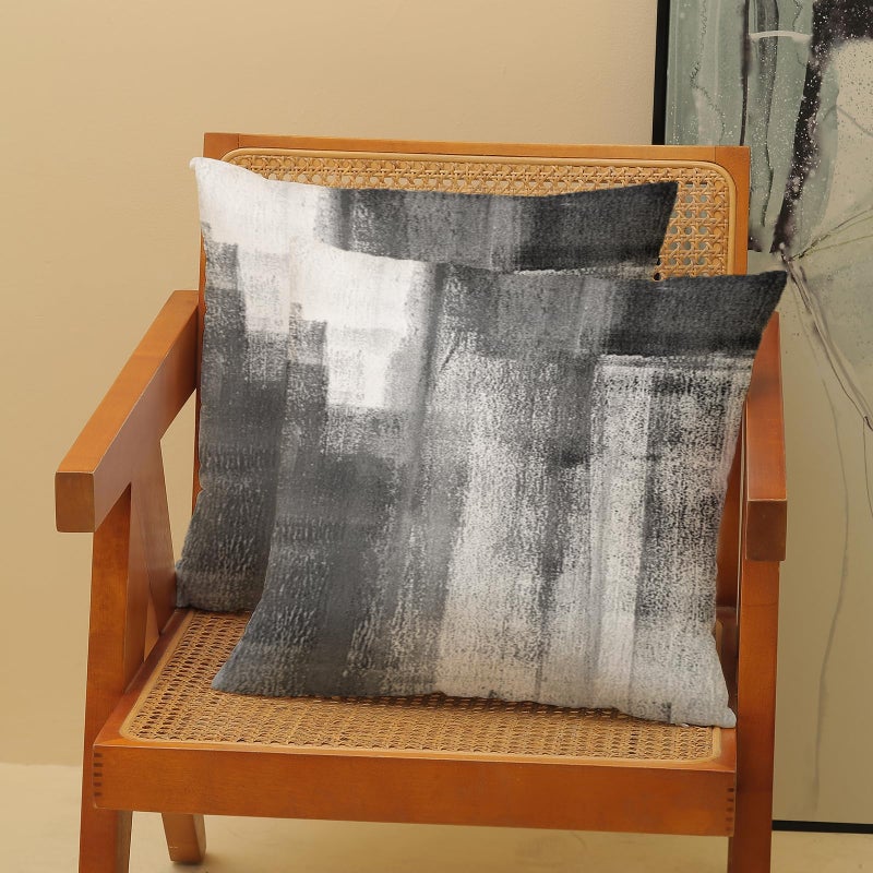 AEIOAE Grey Pillow Covers 18x18 Inch Set of 2,Black White Gray Abstract Art Throw Pillows Case,Modern Geometric Outdoor Decorative Square Linen Farmhouse Decor Cushion Covers for Home Sofa Bed Couch - Image 2