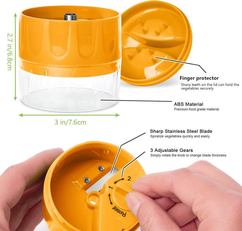 SHAREWIN 3 in 1 Vegetable Spiralizer Slicer, Adjustable Zucchini Carrot Noodle Maker, Cucumber Spiral Cutter, Easy to Use Kitchen Tool（Orange） - Image 3