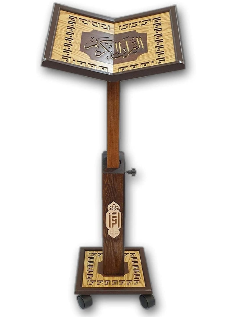 REBENUO Holy Quran Stand Turkish Wood with Wheels Adjustable Height Large Size 005 - Image 3