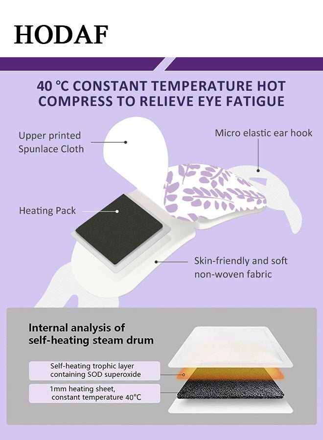 هوداف 12 عبوة قناع العين بالبخار من اللافندر - لجفاف العين قناع العين الساخن يقلل من انتفاخ الهالات السوداء - ضغط العين القابل للتصرف ضغط دافئ للعيون الاسترخاء قناع النوم - لتخفيف التوتر وتخفيف الآلام التعب والتعب في العين - Image 2