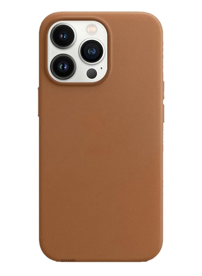 CATANES iPhone 14 Pro Case and Cover Leather Case with Mag safe Brown - Image 1