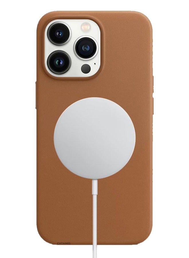 CATANES iPhone 14 Pro Case and Cover Leather Case with Mag safe Brown - Image 2