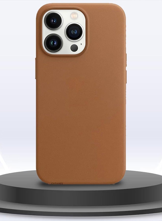 CATANES iPhone 14 Pro Case and Cover Leather Case with Mag safe Brown - Image 3