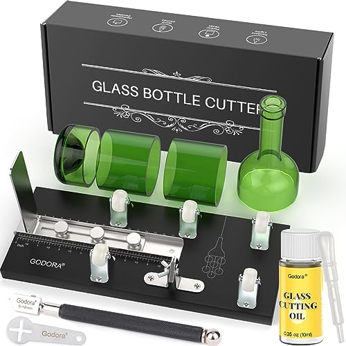 Godora Glass Bottle Cutter & Glass Cutting Oil, Premium Glass Cutter for Bottles & Glass Cutting Oil Bundle - DIY Glass Bottle for Cutting Beer, Wine or Soda Round Bottles & Mason Jars, Perfect Bottle Cutter - Image 1