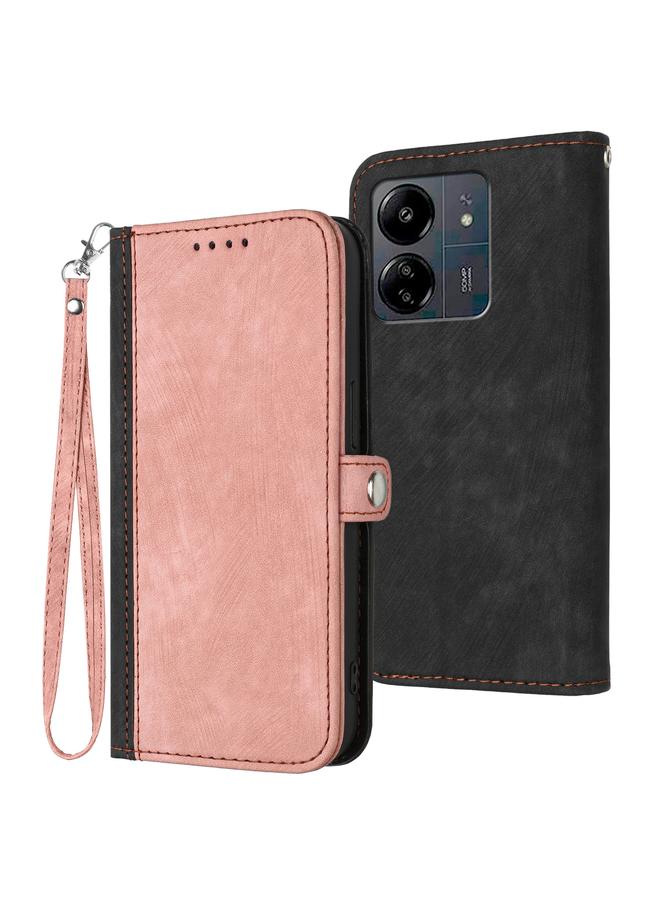 The Bros Case For Xiaomi Redmi 13C Side Buckle Double Fold Hand Strap Leather Phone Case