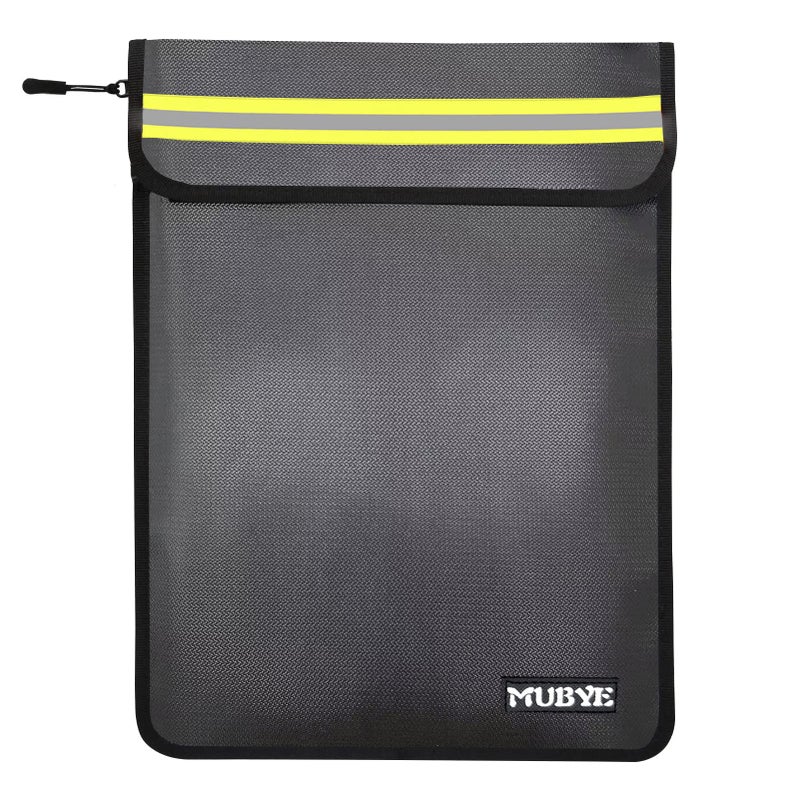 Fireproof Waterproof Money Document Bag 15x 11 Safe Zipper Bags with Reflective Strip Fire Water Proof Storage Organizer Pouch for Important Documents HolderFileCashPassportTablet Black