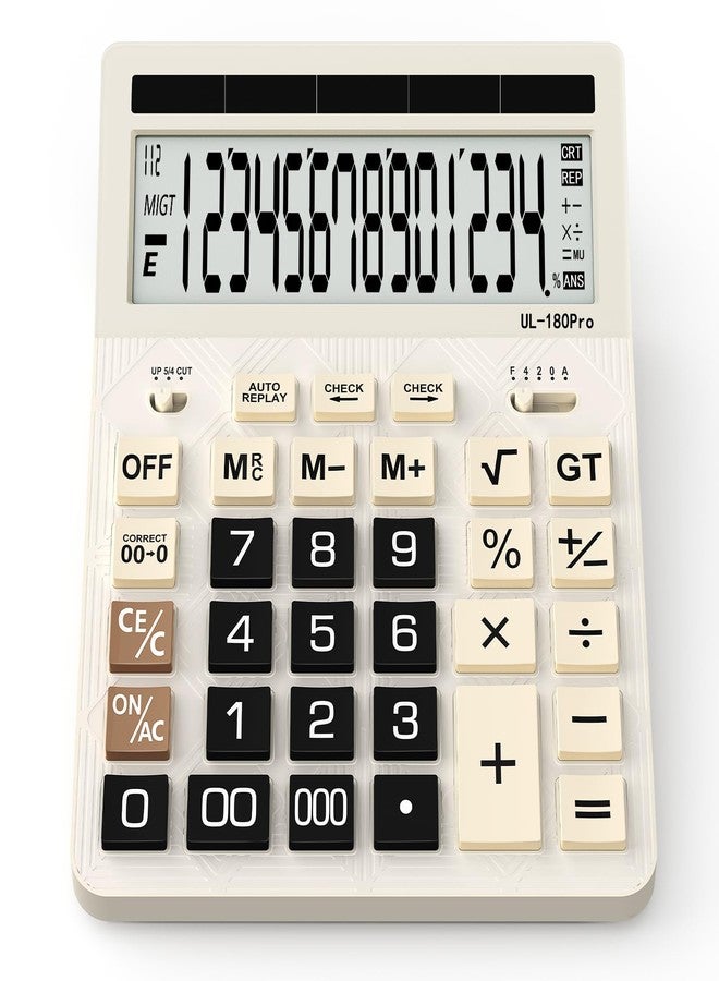 Splaks Calculators Desktop, 2026 Upgrade Large-Size Calculator with Extra-Large High-Definition Display and Solar Power (White) - Image 1