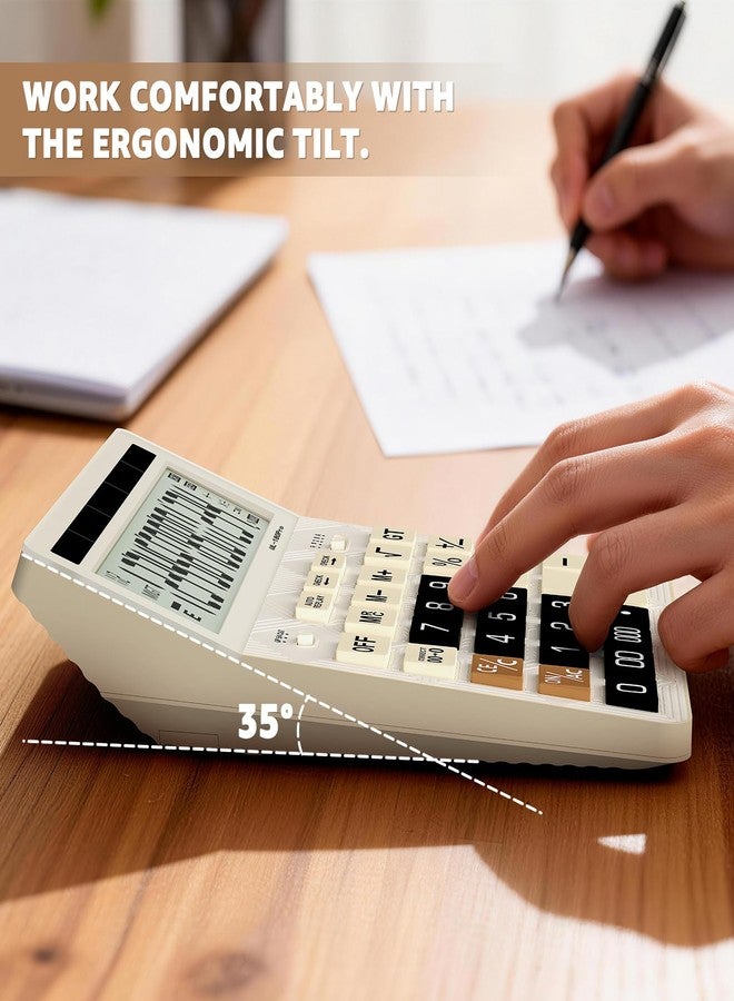 Splaks Calculators Desktop, 2026 Upgrade Large-Size Calculator with Extra-Large High-Definition Display and Solar Power (White) - Image 4