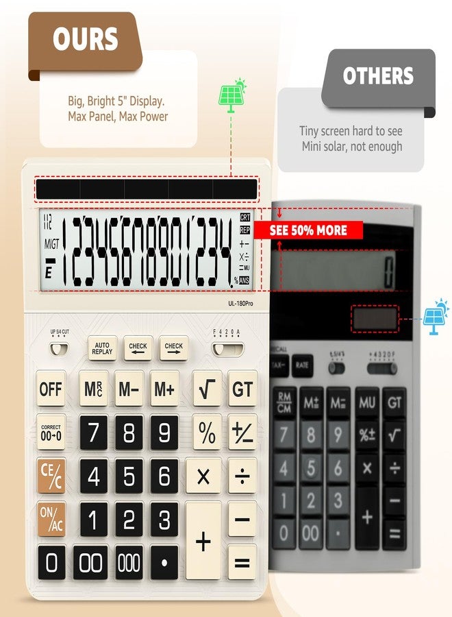 Splaks Calculators Desktop, 2026 Upgrade Large-Size Calculator with Extra-Large High-Definition Display and Solar Power (White) - Image 3