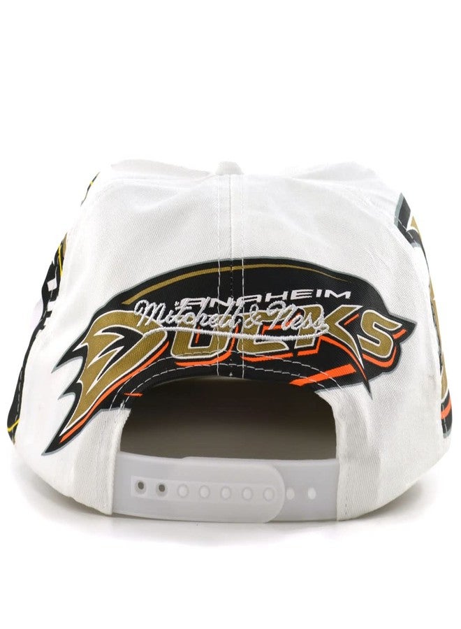 Mitchell & Ness Anaheim Ducks New Mitchell & Ness Mighty NHL Vintage in Your Face Deadstock White Black Orange Era Snapback Hat Cap - Image 2