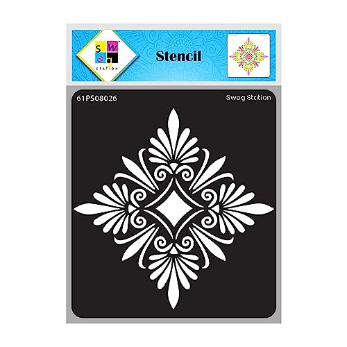 SWAGSTATION Mandala Art Stencil (6x6 Inch) - Large 7 Inch Plastic Stencil for Wall Painting and Drawing - Image 1