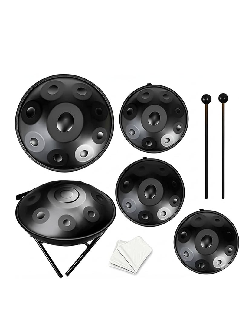 Megarya Professional 22-Inch D Minor 9-Note Steel Tongue Drum Handpan – Tuned to 432HZ for Soothing Sound, Includes Soft Carry Bag, 2 Mallets, Stand, Cleaning Cloth & Belt – Sleek Black Finish  - Image 2
