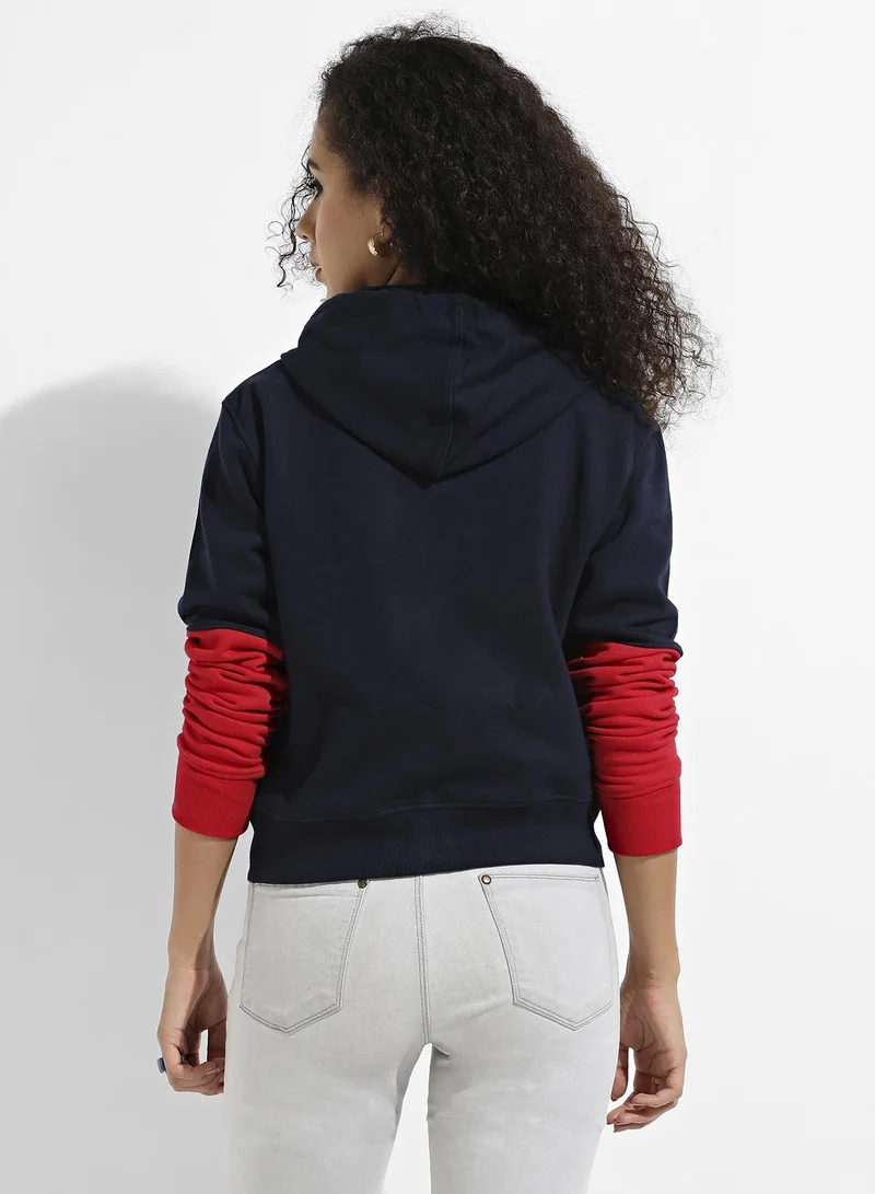 Pinacolada  Women's Multicolour Colourblock Hoodie With Zip Closure for Women | Best Price UAE