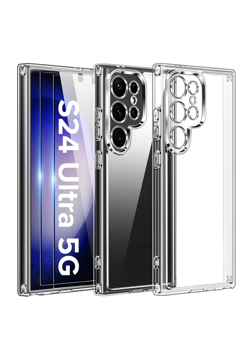 ELTRAZONE 3-in-1 Military Grade Case for Samsung Galaxy S24 Ultra 5G 6.8” – Slim, Clear Non-Yellowing Bumper, Full Coverage Tempered Glass Screen Protector (2 Pack) – Ultimate Shockproof & Scratch-Resistant Protection - Image 1
