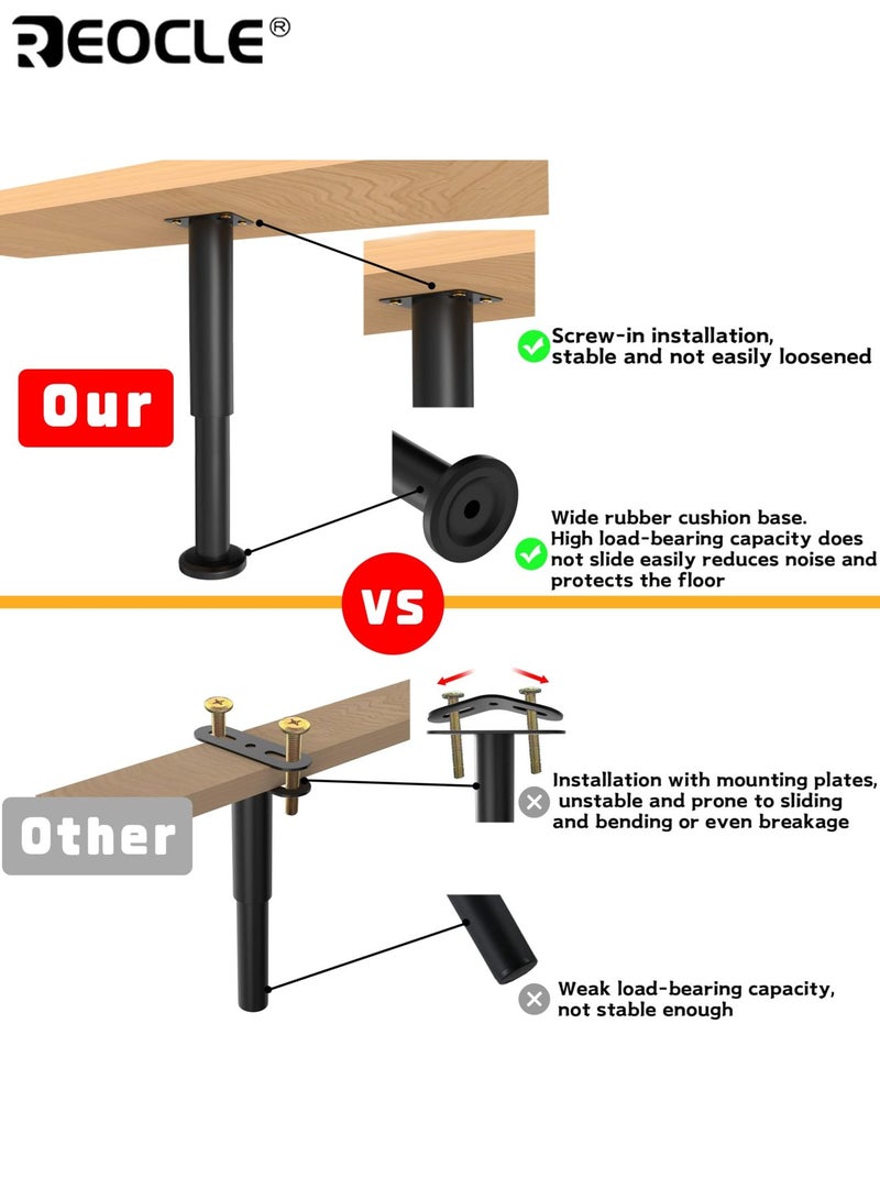 REOCLE 4PCS Adjustable Height Bed/Sofa Support Legs Metal Furniture Replacement Legs Stable Load-Bearing Easy to Install Ideal for Homeowners DIY Enthusiasts - Image 2