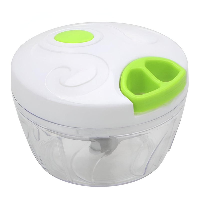 Manual Chopper - Efficient hand-powered food cutter and vegetable grinder with colorful interlocking blades, quick-pull operation, curved stainless steel blades, removable parts, and a non-slip base f - Image 1