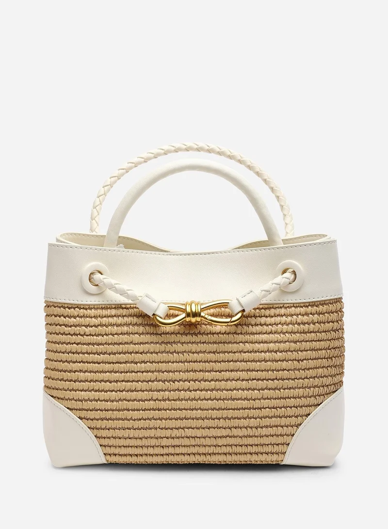 ويرز ذات فروم Luna Woven Leather Tote Bag With Gold Detail