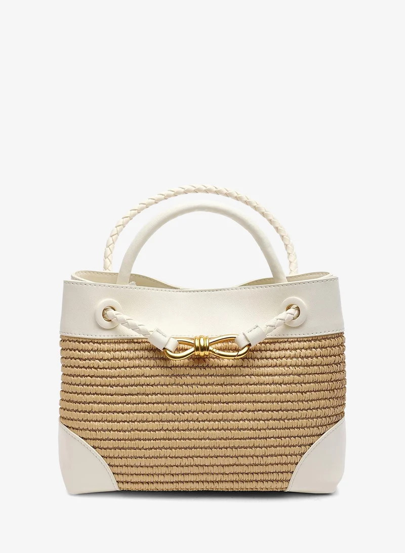 ويرز ذات فروم Luna Woven Leather Tote Bag With Gold Detail