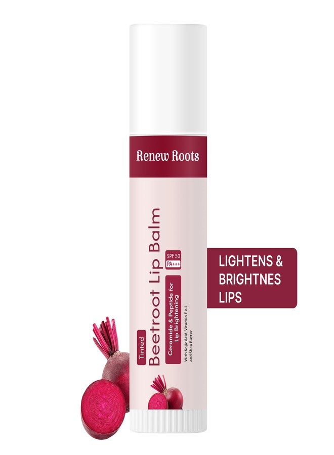 Renew Roots Beetroot Tinted Lip Balm SPF 50 PA+++ | Brightening Lip Balm for Dark Lips | Hydrates Dry & Chapped Lips | Kojic Acid, Ceramide, Peptide & Vitamin E | Men & Women | 5g - Image 3