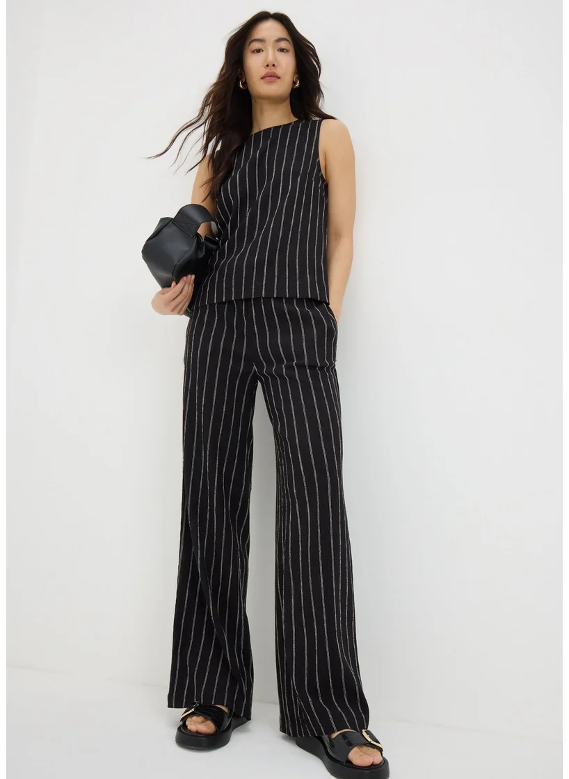 Matalan Black Pin Stripe Co Ord Wide Leg Trousers