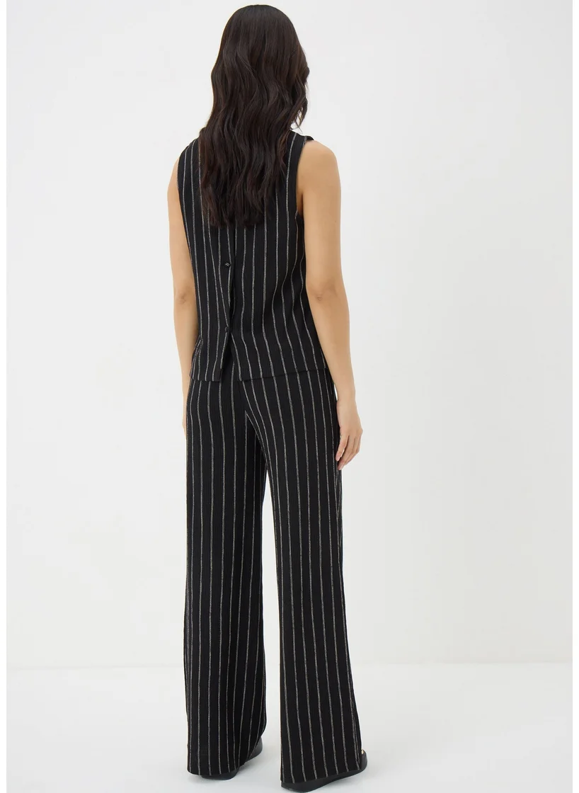 Matalan Black Pin Stripe Co Ord Wide Leg Trousers