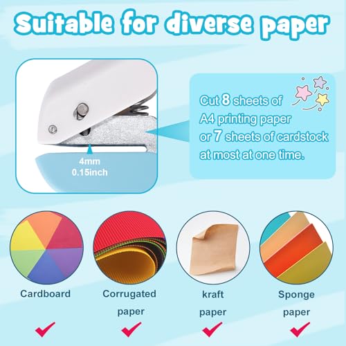 UCEC 3 Pack Paper Craft Hole Punch Shapes, 1/4 Inch Single Hole Puncher for Crafts, Small Handheld Circle Star Hole Punch Heart Hole Punches, 3 Heart Star Hole Puncher for Tags Clothing Ticket - Image 5