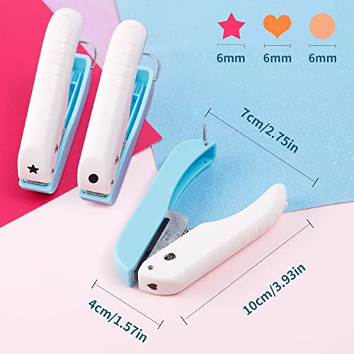 UCEC 3 Pack Paper Craft Hole Punch Shapes, 1/4 Inch Single Hole Puncher for Crafts, Small Handheld Circle Star Hole Punch Heart Hole Punches, 3 Heart Star Hole Puncher for Tags Clothing Ticket - Image 2