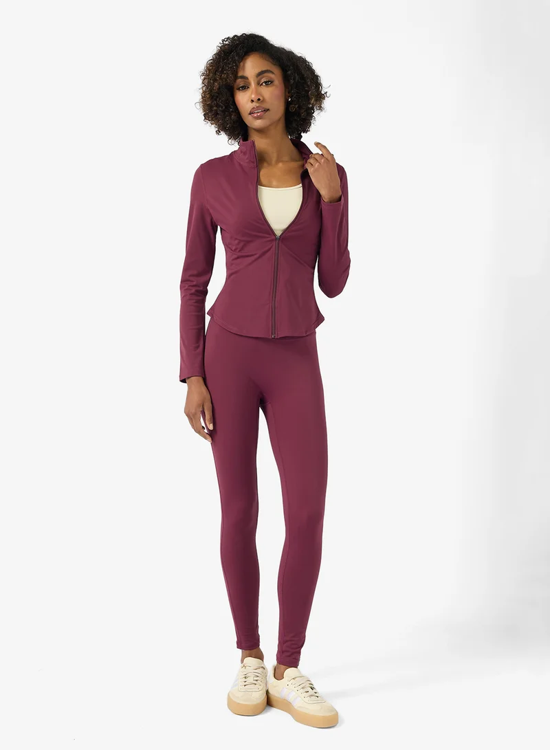 FRWD Sculpting Training Zip Up Top & Flared Legging Set
