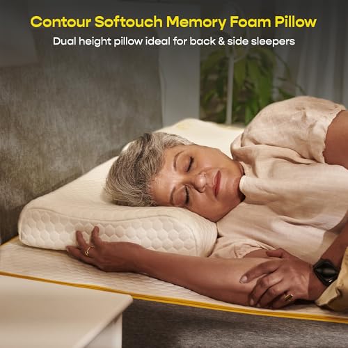 SleepyCat Cervical Memory Foam Pillow | Full Size Contour Design for Neck Pain Relief | Perforated Real Memory Foam for Airflow | No Sagging, Breaking or Flattening | White, Set of 1 (25 X 16 inches) - Image 2