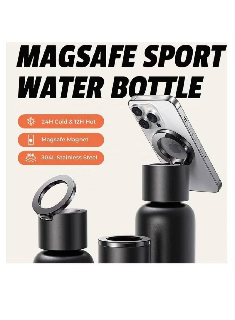 LIXES Smart Hot Water Bottle with MagSafe | 24oz Black Metal Water Bottle for iPhone 16 | 360° Rotating Gym & Car Use - Image 5