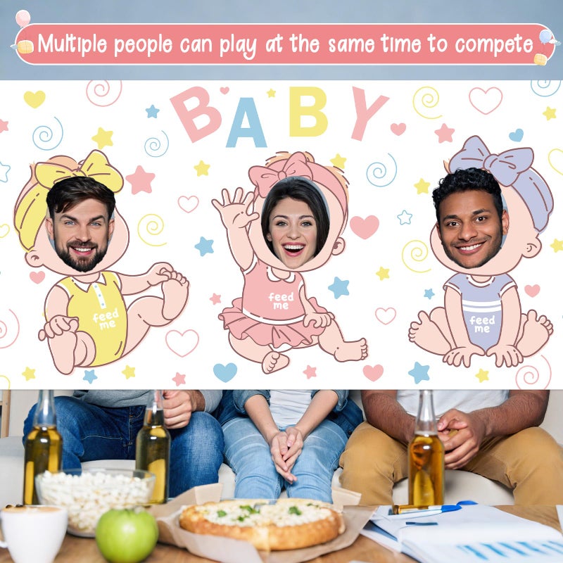 Oitnlaughter Baby Shower Games Backdrop Feed Me Baby Shower Game Party Background Who is The Babys Daddy Games Banner Funny Bridal Party Activities Photo Booth Props for Newborn Gender Reveal Party Favor Supplies - Image 4