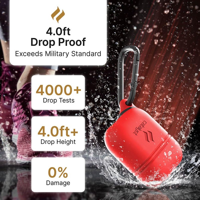 Catalyst Waterproof Case for AirPods 2nd Generation and AirPods 1st Generation - Wireless and USB-C Charging High Drop Protection AirPod Gen 2 and Gen 1 Case with Carabiner, One Piece Design - Image 3