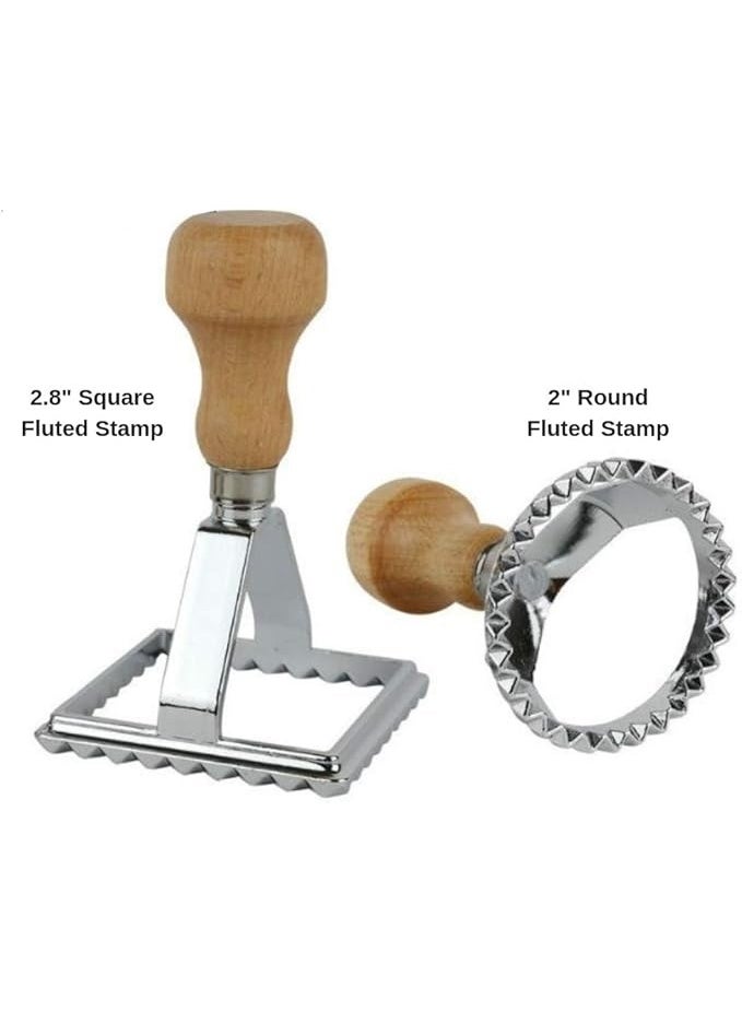 Cook's Fancy 3-Piece Ravioli Maker Stamp and Pasta Wheel Set, Includes Square and Round Ravioli Cutters plus Stainless-Steel Cutting Wheel for Fresh Pasta  - Image 5