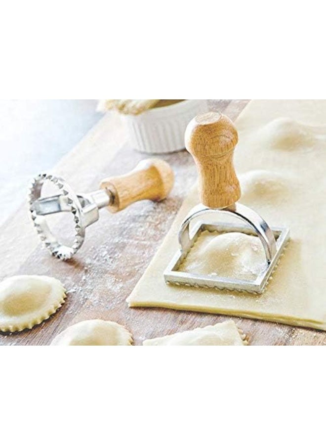 Cook's Fancy 3-Piece Ravioli Maker Stamp and Pasta Wheel Set, Includes Square and Round Ravioli Cutters plus Stainless-Steel Cutting Wheel for Fresh Pasta  - Image 2