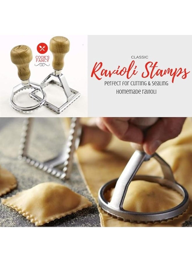 Cook's Fancy 3-Piece Ravioli Maker Stamp and Pasta Wheel Set, Includes Square and Round Ravioli Cutters plus Stainless-Steel Cutting Wheel for Fresh Pasta  - Image 4