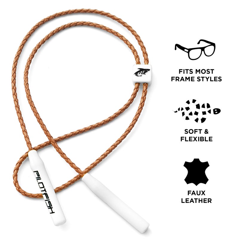 Pilotfish Leather Sunglasses Strap - Glasses Retainer Cord for Men or Women, Secure Chain Eyeglass or Sunglass Holder (Pelican) - Image 2