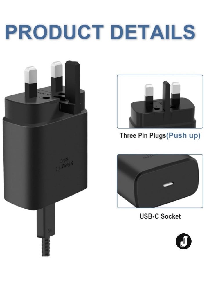 JAJEEK "2024 45W Super Fast USB-C Charger for Samsung Galaxy S24/S23 Series & Google Pixel 9 – Includes 6.6ft 5A Type-C Cable" - Image 3