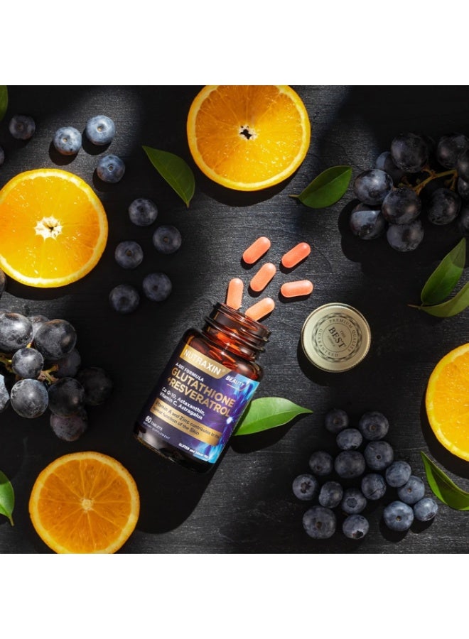 نوتركسين تركيبة نوتراكسين أ-أوكسي الجلوتاثيون + ريسفيراترول لتبييض البشرة 60 قرصًا - Image 3