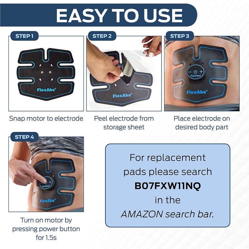 FlexTone Abs Stimulator Muscle Toner - FDA Cleared - Rechargeable Wireless EMS Massager - The Ultimate Electronic Power Abs Trainer for Men Women & Bodybuilders - Abdominal, Arm & Leg Training (3 Motors) - Image 3