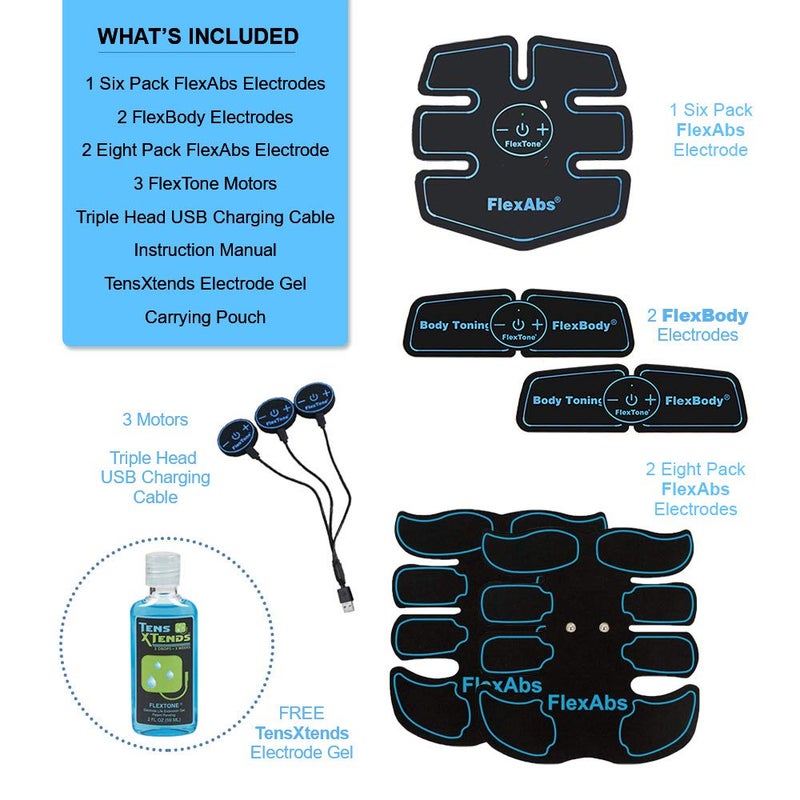 FlexTone Abs Stimulator Muscle Toner - FDA Cleared - Rechargeable Wireless EMS Massager - The Ultimate Electronic Power Abs Trainer for Men Women & Bodybuilders - Abdominal, Arm & Leg Training (3 Motors) - Image 5