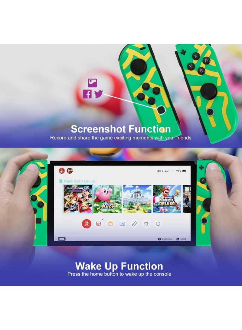 Sweet seven Wireless Joy-Cons for Nintendo Switch - Green L/R Controllers with Wake-up, Screenshot, Dual Vibration - Image 2